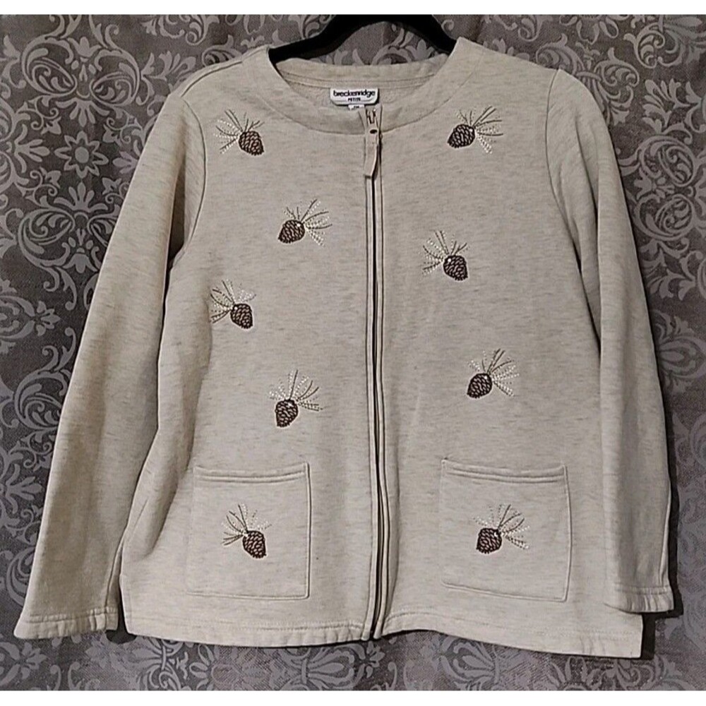 Breckenridge Women's Fall Zip Up Sweater Size Medium Petite